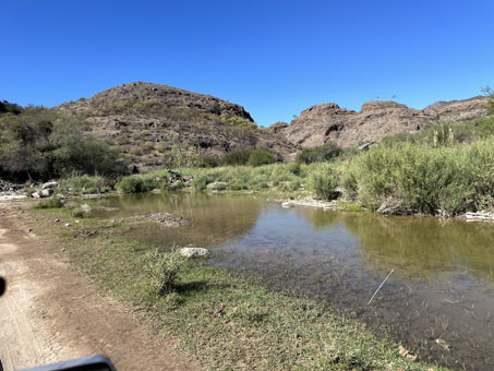 Freshwater pools at side of road in arroyo