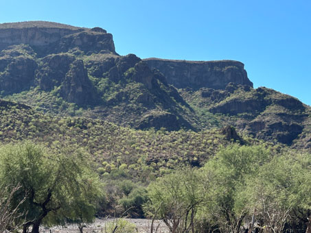 Green hillsides by Rancho El Aguajito