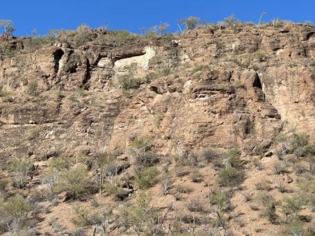 A goat shaped rock on the hillside